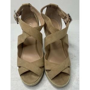 CHARLES DAVID Suede Open Toe Espadrille Wedge 8.5